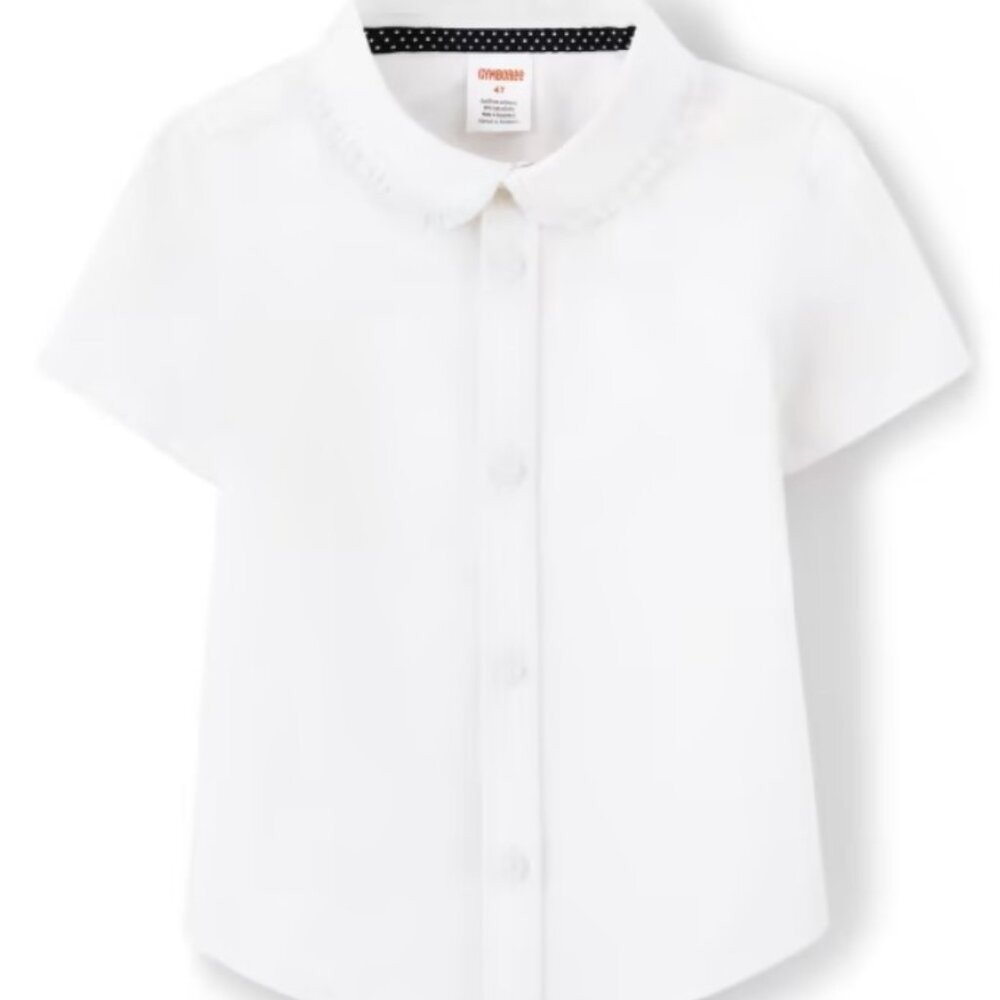 Gymboree Girls 5T White Short Sleeve Ruffle Blouse Button Up NWT Classic Preppy